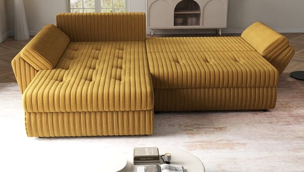 Colțar extensibil dumonde cu ladă de depozitare Loana Ambience Mustar 270x185 cm