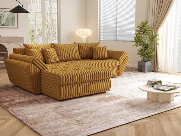 Colțar extensibil dumonde cu ladă de depozitare Loana Ambience Mustar 270x185 cm