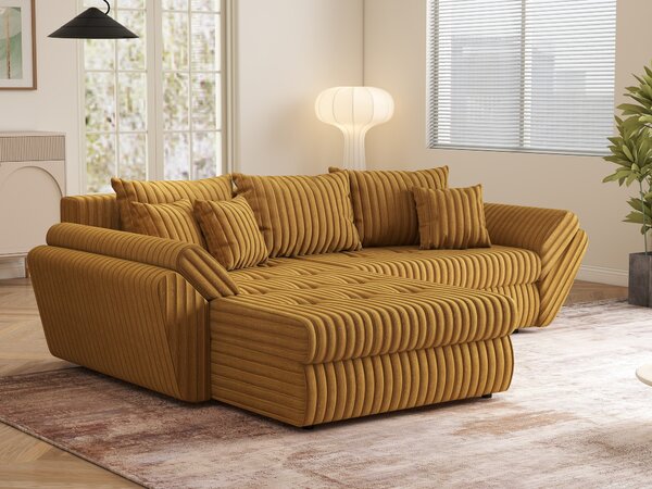 Colțar extensibil dumonde cu ladă de depozitare Loana Ambience Mustar 270x185 cm