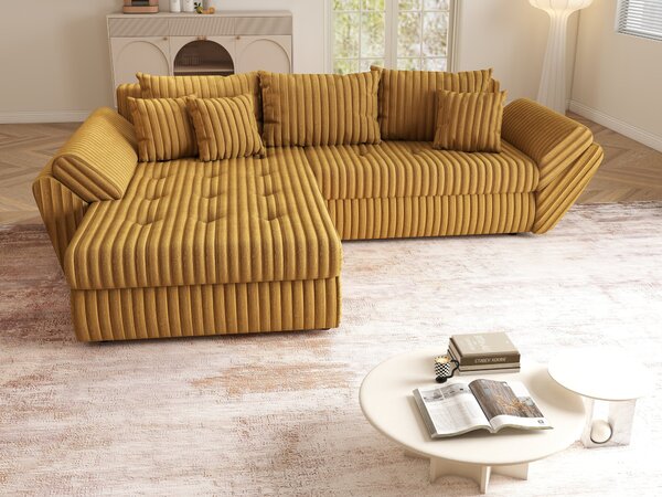 Colțar extensibil dumonde cu ladă de depozitare Loana Ambience Mustar 270x185 cm
