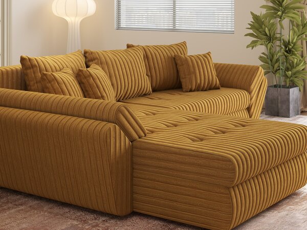 Colțar extensibil dumonde cu ladă de depozitare Loana Ambience Mustar 270x185 cm