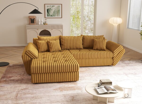 Colțar extensibil dumonde cu ladă de depozitare Loana Ambience Mustar 270x185 cm