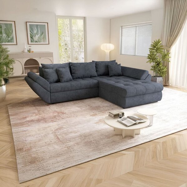 Colțar extensibil dumonde cu ladă de depozitare Loana Enjoy Antracit II 270x185 cm