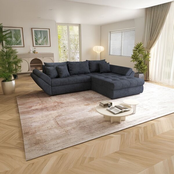 Colțar extensibil dumonde cu ladă de depozitare Loana Enjoy Antracit II 270x185 cm