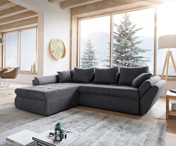 Colțar extensibil dumonde cu ladă de depozitare Loana Enjoy Grafit 270x185 cm