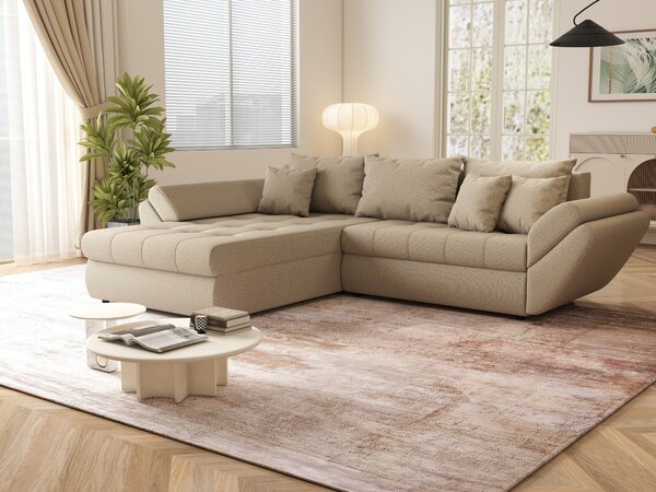 Colțar extensibil dumonde cu ladă de depozitare Loana Enjoy Camel 270x185 cm