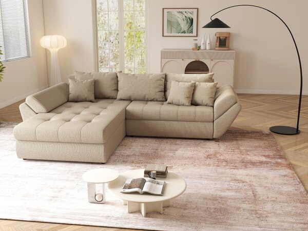 Colțar extensibil dumonde cu ladă de depozitare Loana Enjoy Camel 270x185 cm