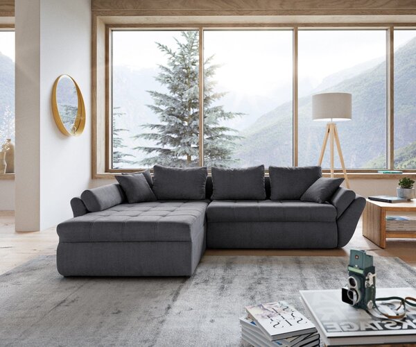 Colțar extensibil dumonde cu ladă de depozitare Loana Enjoy Grafit 270x185 cm