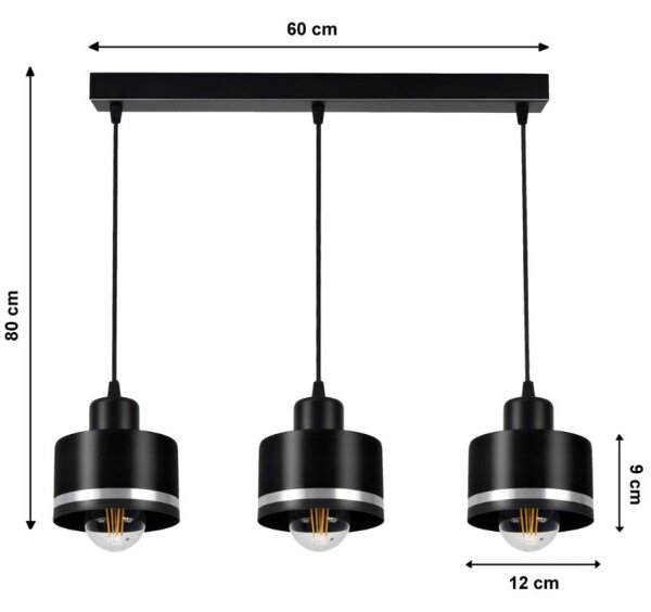 Lustră pe cablu BODO SILVER 3xE27/60W/230V