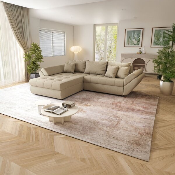 Colțar extensibil dumonde cu ladă de depozitare Loana Enjoy Camel 270x185 cm