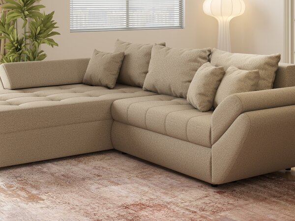 Colțar extensibil dumonde cu ladă de depozitare Loana Enjoy Camel 270x185 cm