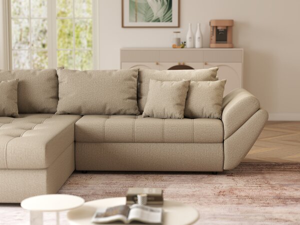 Colțar extensibil dumonde cu ladă de depozitare Loana Enjoy Camel 270x185 cm