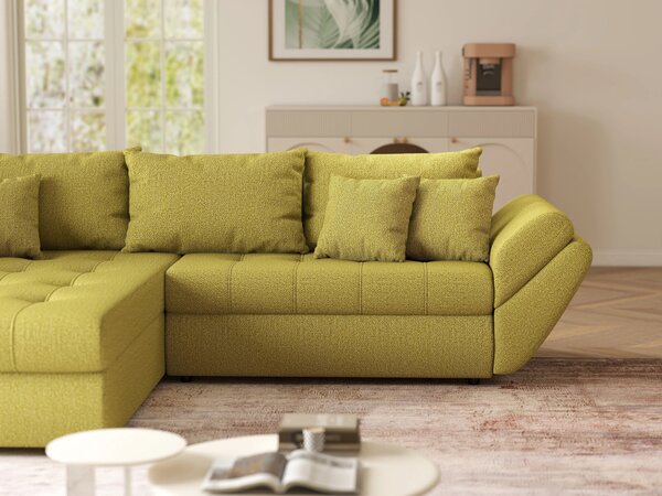 Colțar extensibil dumonde cu ladă de depozitare Loana Enjoy Green 270x185 cm
