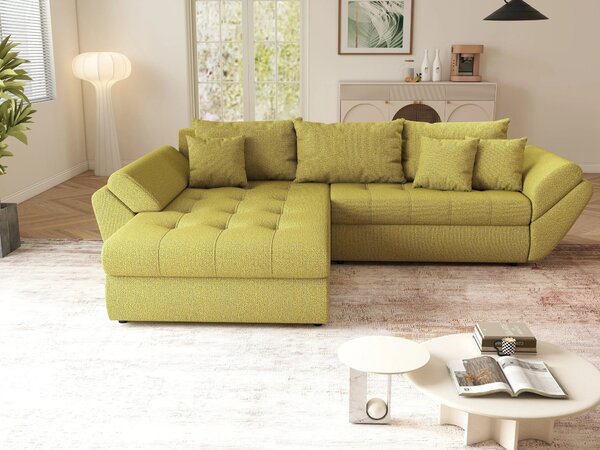 Colțar extensibil dumonde cu ladă de depozitare Loana Enjoy Green 270x185 cm