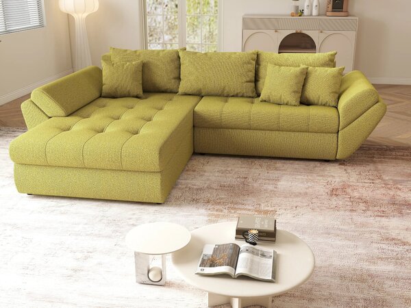 Colțar extensibil dumonde cu ladă de depozitare Loana Enjoy Green 270x185 cm