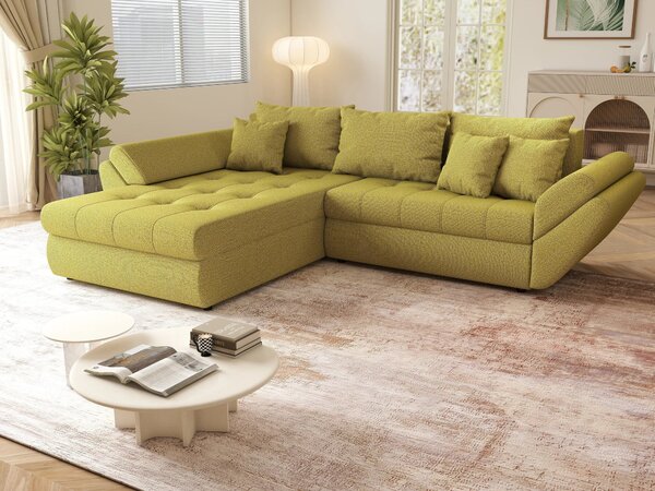 Colțar extensibil dumonde cu ladă de depozitare Loana Enjoy Green 270x185 cm
