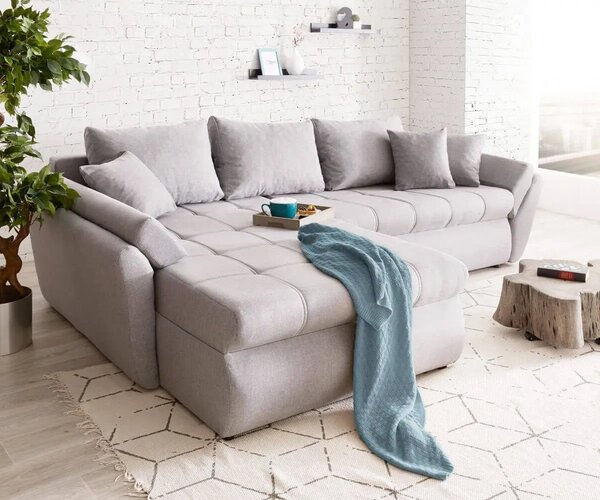 Colțar extensibil dumonde cu ladă de depozitare Loana Enjoy Grey 270x185 cm