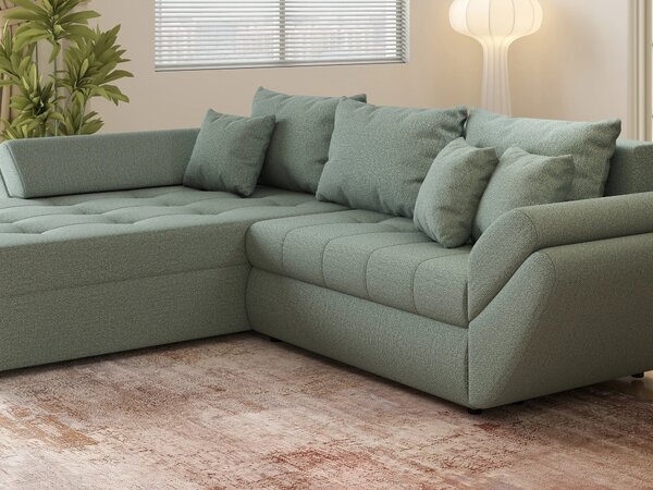 Colțar extensibil dumonde cu ladă de depozitare Loana Enjoy Mint 270x185 cm