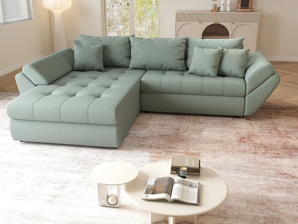 Colțar extensibil dumonde cu ladă de depozitare Loana Enjoy Mint 270x185 cm
