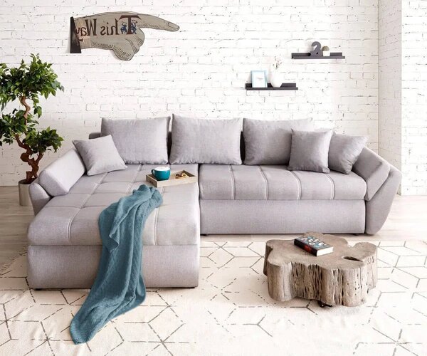 Colțar extensibil dumonde cu ladă de depozitare Loana Enjoy Grey 270x185 cm