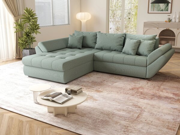 Colțar extensibil dumonde cu ladă de depozitare Loana Enjoy Mint 270x185 cm