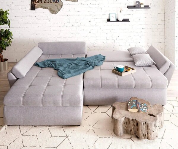 Colțar extensibil dumonde cu ladă de depozitare Loana Enjoy Grey 270x185 cm