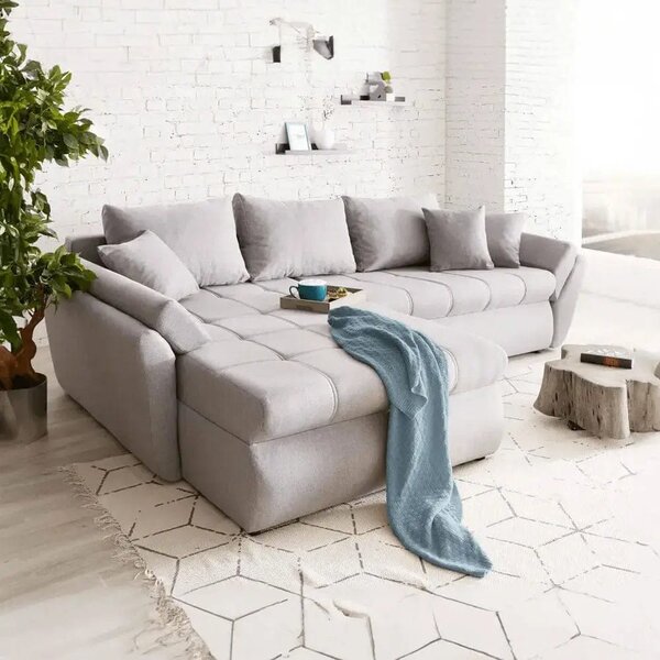 Colțar extensibil dumonde cu ladă de depozitare Loana Enjoy Grey 270x185 cm