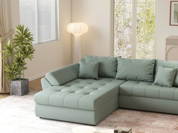 Colțar extensibil dumonde cu ladă de depozitare Loana Enjoy Mint 270x185 cm