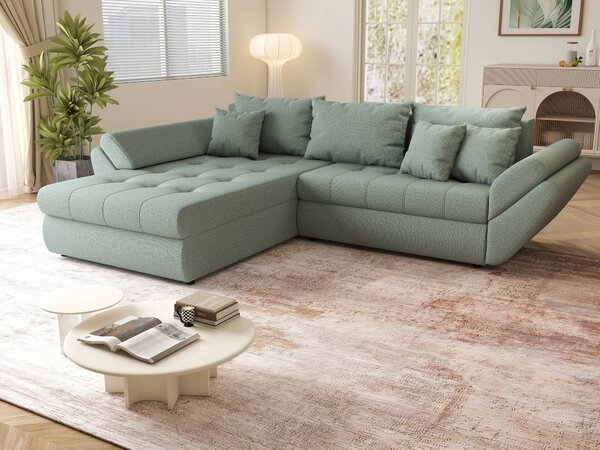Colțar extensibil dumonde cu ladă de depozitare Loana Enjoy Mint 270x185 cm