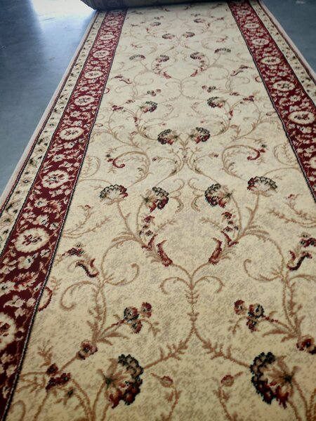 Traversa Hol, Model Clasic 523 120, Festonata, Latime 60 cm, Crem Rosu 60 x 200