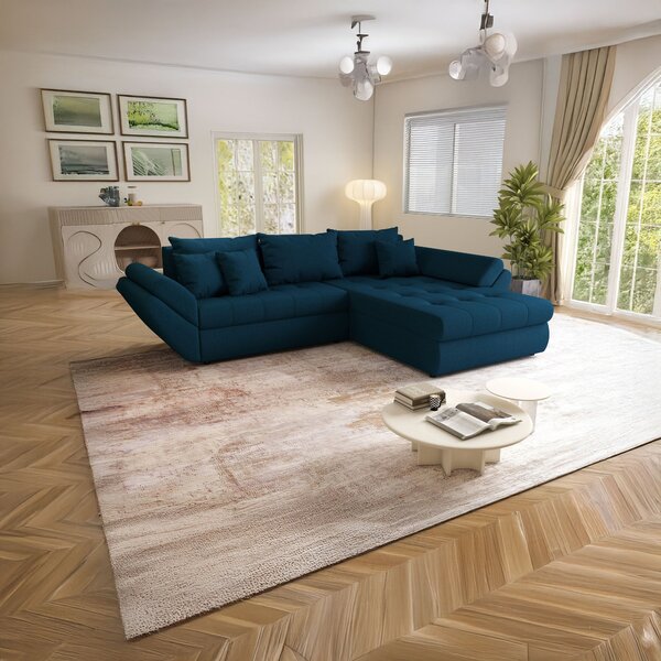 Colțar extensibil dumonde cu ladă de depozitare Loana Enjoy Petrol II 270x185 cm