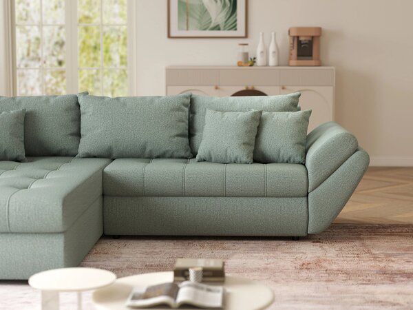 Colțar extensibil dumonde cu ladă de depozitare Loana Enjoy Mint 270x185 cm
