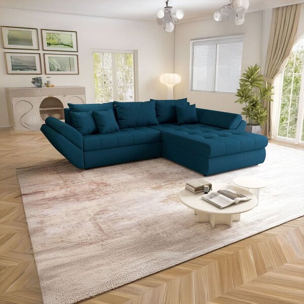 Colțar extensibil dumonde cu ladă de depozitare Loana Enjoy Petrol II 270x185 cm