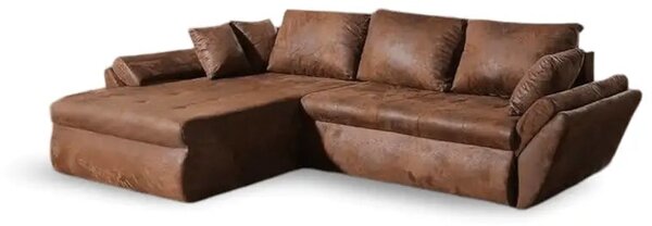 Colțar extensibil dumonde cu ladă de depozitare si sezut confortabil din spuma high-density, Loana Madagaskar Brown II 270x185 cm
