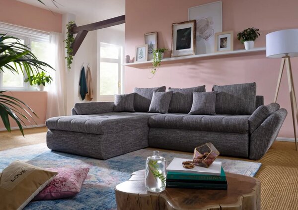 Colțar extensibil dumonde cu ladă de depozitare Loana Magma Grey 270x185 cm