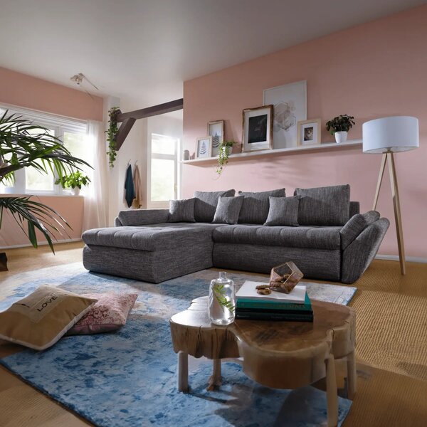 Colțar extensibil dumonde cu ladă de depozitare Loana Magma Grey 270x185 cm