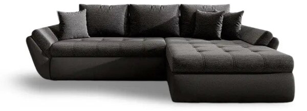 Colțar extensibil dumonde cu ladă de depozitare Loana Magma Black 270x185 cm