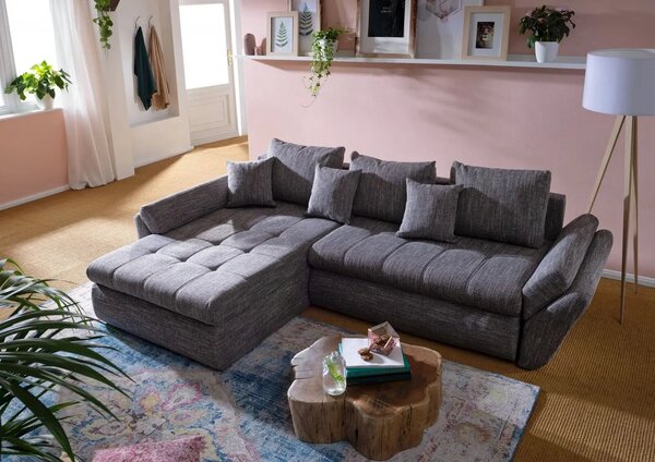 Colțar extensibil dumonde cu ladă de depozitare Loana Magma Grey 270x185 cm