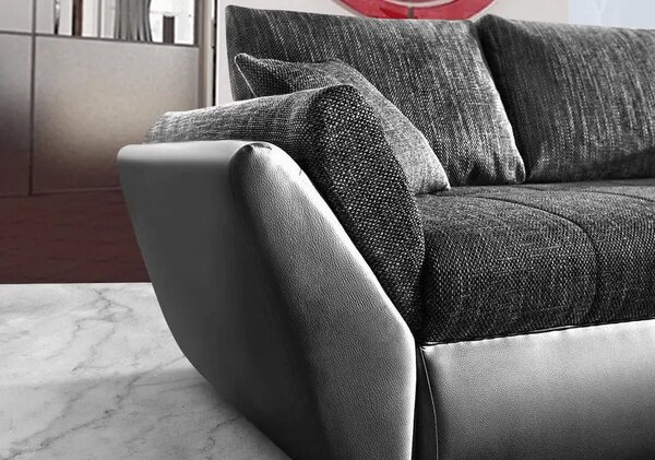 Colțar extensibil dumonde cu ladă de depozitare Loana Magma Black 270x185 cm
