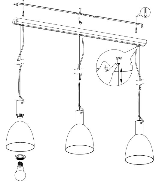Eglo 99314 - Lustră pe cablu LEBALIO 3xE27/40W/230V
