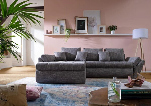 Colțar extensibil dumonde cu ladă de depozitare Loana Magma Grey 270x185 cm