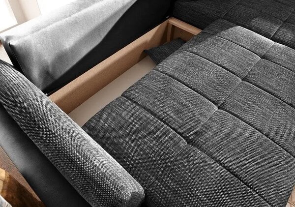 Colțar extensibil dumonde cu ladă de depozitare Loana Magma Black 270x185 cm