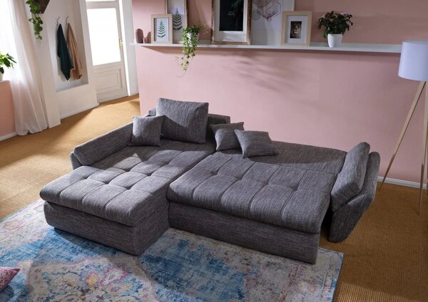 Colțar extensibil dumonde cu ladă de depozitare Loana Magma Grey 270x185 cm