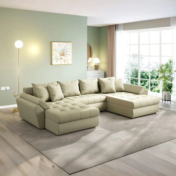 Colțar extensibil dumonde cu ladă de depozitare Loana U Enjoy Camel 375x185 cm