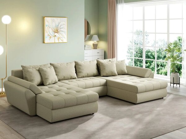 Colțar extensibil dumonde cu ladă de depozitare Loana U Enjoy Camel 375x185 cm