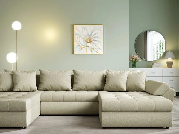 Colțar extensibil dumonde cu ladă de depozitare Loana U Enjoy Camel 375x185 cm