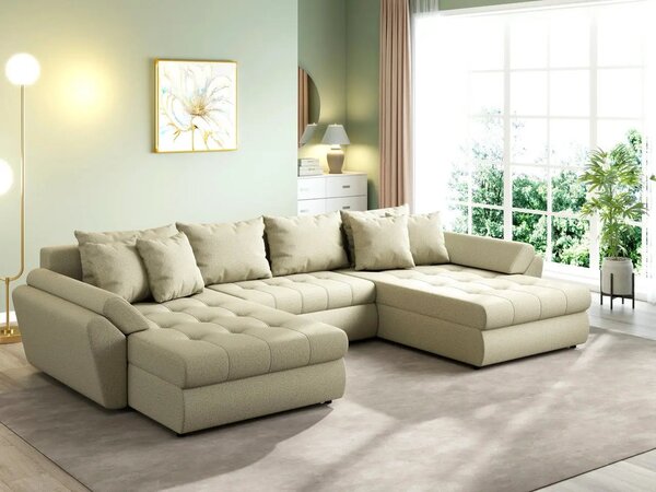 Colțar extensibil dumonde cu ladă de depozitare Loana U Enjoy Camel 375x185 cm