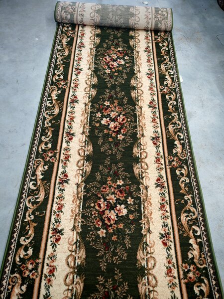 Traversa Hol, Model Lotos 535 310, Festonata, Latime 60 cm, Verde 60 x 200, Dreptunghi, Verde