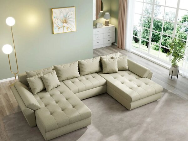 Colțar extensibil dumonde cu ladă de depozitare Loana U Enjoy Camel 375x185 cm
