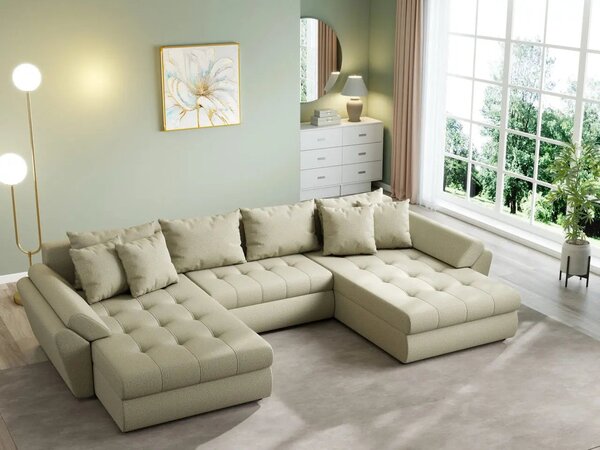 Colțar extensibil dumonde cu ladă de depozitare Loana U Enjoy Camel 375x185 cm